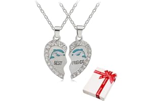 CHOLINCHIN 2 Pezzi Catena Pendente Donna Argento con Strass per Coppia, Cuore Amicizia collane Best Friends haslkette Incisione Delfino, Gioielli collane Partner per i Migliori Amici, Amante e Coppia Regali