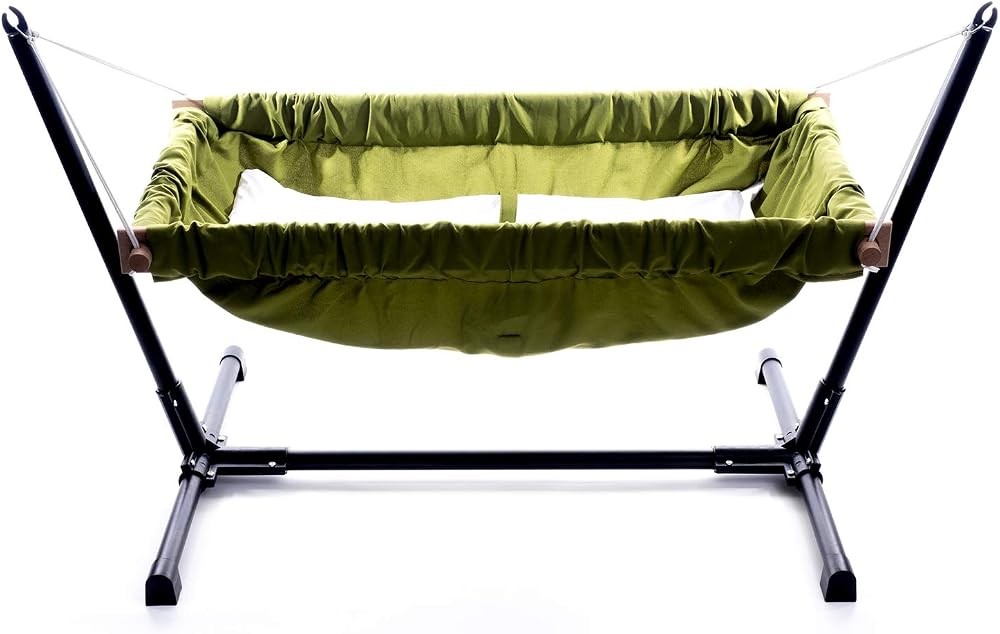 Svava Metal Standlı Ahşap Bebek Hamak (Yeşil)