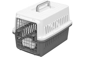 Iris Ohyama, Jaula, Caja de transporte para perro, gato, 2 puertas, L53.5 x F37.5 x A37 cm, ATC-530, Gris