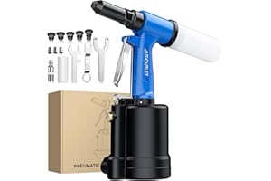 AUTOUTLET Kit Rivettatrice ad Aria Pistola Adatti per Rivetti 2,4-6,4 mm(3/32"-1/4"),Rivettatrice Pneumatica per Rivetti 1780 KGF