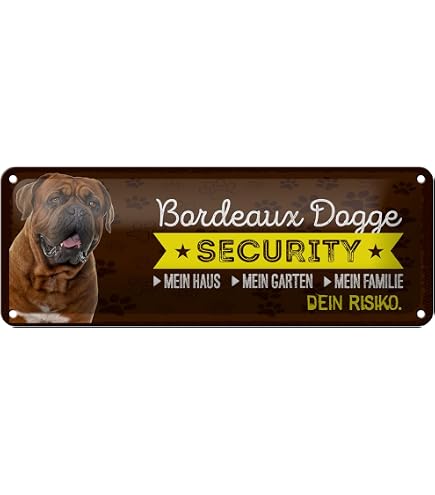 Warnschild Aus Aluminium – Motiv „Bordeaux Dogge Security“, 20x30 Cm, Wetterfest, Mit 4 Bohrungen, Made In Germany