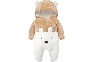 WYTbaby Bebé Niños Niñas Mono Vellón Mameluco con Capucha Manga Larga Peleles Invierno Pijama Infantil Traje de Dormir Recién Nacido Onesie