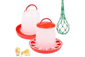 XZSKD 3 Pcs Set Chicken Feeder, Chick Feeder, Chicken Water Dispenser, Complete Poultry Kit (Feed Tube, Water Bucket & Feed Net) for Hens & Chicks, Durable Farm Essential