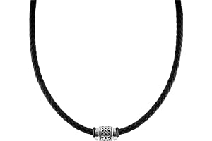 Casisto.J läderhalsband, rostfritt stål, Clede män halsband, berlockkedja, läderband svart, läderkedja kommer i smycke presen