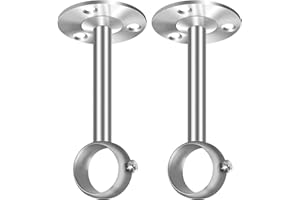 SEGNAYEN Deckenvorhangstangenhalterungen, 32 mm, 3,8 cm, silberfarben, robuste Metall-Gardinenstangenhalterung, Kleiderschrankstangenstütze, Aufhänger für Fenster, Duschvorhänge, 2 Stück