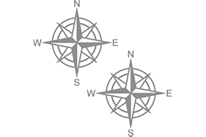 Pimastickerslab Kit 2 Adesivi Bussola Rosa dei Venti 4x4 off Road Rosa dei Venti Auto Camper Decalcomanie Scegli Colore e Misura -cod. 1655- (074 Grigio Medio, Diametro CM 10)