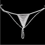 Ropa interior para mujer con cadenas de cintura sexy con diamantes de  imitación de letra de cadena de tanga, ropa interior, lencería de cristal  para el cuerpo de las mujeres, Negro, L :