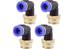 ANGEEK 4 pezzi 8mm 3/8” PT Raccordi pneumatici a gomito a 90° con filettatura maschio Raccordi pneumatici a sgancio rapido per tubi flessibili push-in Connessione aria compressa push-in