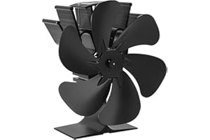 Tubiaz 6 Blättern Kaminventilator, Ofenventilator hitzebetrieben， Kamin Ofen Ventilator für Holzbrenner, Kaminöfen, Umweltfreundlich Friendly leiser Betrieb Ventilator mit magnetischem Thermometer