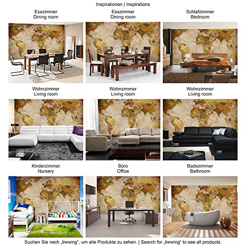 Vlies Fototapete PREMIUM PLUS Wand Foto Tapete Wand Bild Vliestapete – VINTAGE ATLAS – Weltkarte Antik Atlaskarte Atlanten Karte alte Karte alter Atlas – no. 029, Größe:400x280cm Vlies - 4