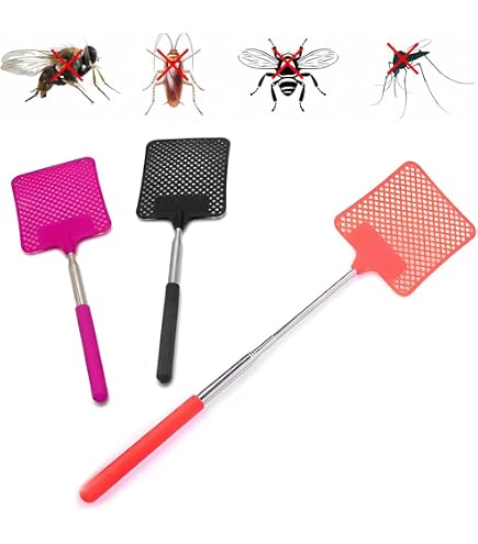 Tapette à Mouches Télescopique - 2 Pièces Acier Inoxydable - Longueur Réglable 27,5 à 76 Cm - Léger Et Efficace