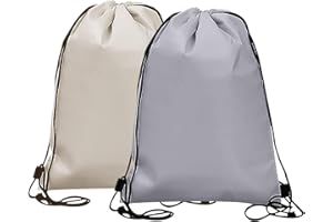 TAFACE 2er-Pack Kühltaschen, Rucksäcke mit Kordelzug, Faltbare Kühltaschen, Wiederverwendbare Folientaschen für Arbeit, Schule, Reisen. (beige, grau)