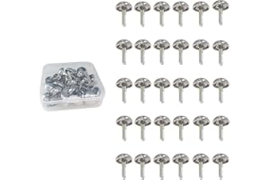 LUENHEGO Split Pins 30 Pieces Paper Fasteners Large Metal Scrapbooking Brads with Storage Box Dome Head Split Pins for DIY Paper Crafts, 15 х 21mm, Silver