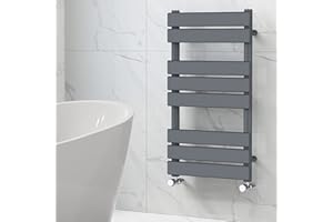NRG Designer Bathroom Flat Panel Heated Towel Rail Radiator Modern Central Heating Warmer Wall Mounted Ladder Rad 800×450mm Anthracite