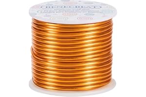 BENECREAT 17m 3mm Filo di Alluminio Filo Metallico per la Produzione Artigianale Filo Artigianale in Alluminio con Perline Calibro 9 Oro