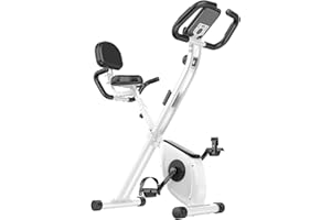 Dskeuzeew Bicicleta estática reclinable 2 en 1 con respaldo para entrenamiento en casa, con 8 niveles de resistencia ajustables, Blanco