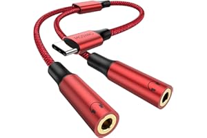 MOSWAG Rozdzielacz Słuchawki Audio USB C Aux 3,5 mm, 2-drożny kabel audio Y o wysokiej rozdzielczości kompatybilny z iPad Samsung S23 S22 Google Pixel 7 6 Pro 5