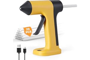 Gaethra Pistola Colla a Caldo 2000mAh, Pistola a Caldo per Colla con 20 Stick di Colla 7 mm x 130 mm, Riscaldamento rapido in 3S, per Scuola, Fai-da-te e Riparazioni Domestiche