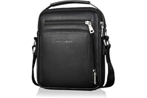 ANPTER Shoulder Bag for Men Messenger Bag PU Leather Crossbody Handbag Satchel Sling Chest Bags for School Travel Work Hiking Daily Use (Men Shoulder Bag for Black)