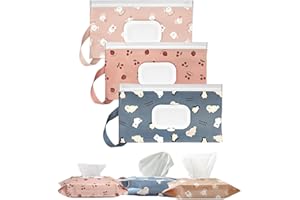 HFHUNGKEONG 3 Pack Baby Wipes Dispenser,Reusable Portable Wipe Holder,Travel Wipes Pouch Baby Wipes Containe,Wet Wipe Bag for Baby or Personal