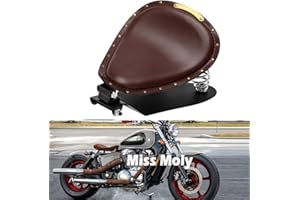 ‎MISS MOLY Motorrad Leder Solo Sitz, Motorrad Sitz Mit Frühling Grundplatte für Bobber Sportster XL1200 883 48 Dyna Softail(Braun)