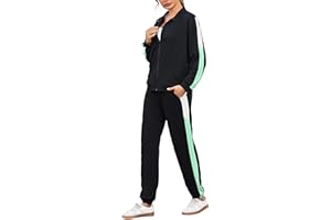 Nieery Tuta Completa Donna Sportiva Leggero Maniche Lunghe Cerniera Colore Contrasto Autunno Invernale Tute Ginnastica