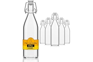 Flaschen-Fuchs 6x Bouteille en Verre avec Bouchon Mécanique 500ml - Bouteilles vides à remplir huile d'olive, bière, jus, liqueur