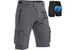 Hiauspor MTB-Hose-Herren-Kurz-Radhose-Fahrradhose-Herren Schnelltrocknend Mountainbike Hose Atmungsaktiv Radlerhose Wanderhose Cargo Trekking Bermuda Outdoor