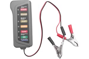 Peukerty Probador de batería y alternador de coche de 12 V – el estado de la batería y la carga del alternador (indicación LED)