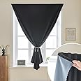 Blackout Curtains, Portable 100% Self Adhesive Simple and Easy to install for Bedroom Window Thermal Lnsulated Kitchen Room Darkening Black Small Drapes(1Pcs, 47"×72")