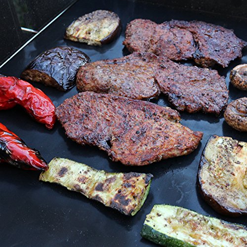 Premium Grillmatten (3er Set) bis 300°C – inklusive Backpinsel – aus hochwertigem Silikon mit Teflon Antihaftbeschichtung – Grillmatte in XXL-Größe 50x40cm – 0,25mm dick – geeignet für jede Art von Grill & Backofen - 3