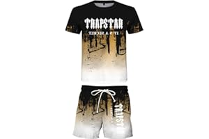 GÉNÉRIQUE Trapstar Survêtement de sport 2 pièces pour homme Printemps été 2024 Léger Unisexe Jogging Ensemble de loisirs Ensemble femme Top à Manches Courtes et Short D'été Survêtement 2 Pièces T-Shirt