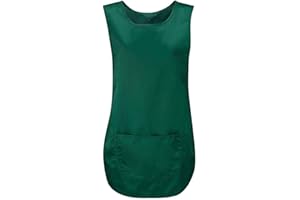 ESHOPPINGWAREHOUSE Ladies Plain Pocket Apron Womens Cleaning Catering Sleeveless Vest Top Tabard Bottle Green X Large