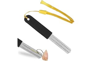 DOMICUBES Dart Sharpener, Precision V-Groove Hook Sharpener Diamond Grinding File, Double Sided Fine and Medium Grit Fish Hook Sharpener With Handle Compact Slim Design Rapid Sharpening Tool for Fish Hook Darts