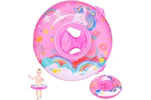 SWPEED Bouee Bebe, Ajustement Gonflable Bouée Bébé Parasol Bouee Bebe Piscine, Aidez Les Enfants de 3 à 72 Mois à Apprendre la Natation et Les Coups de Pied(Rose 50cm)