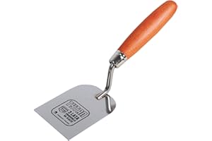 Toolty Truelle carrée en acier inoxydable "Tytan", truelle à mastic mural, truelle de plâtre, truelle de finition – 60 mm – pour maçonnerie, dallage, plâtre, poignée en bois, bricolage – TLTY-0701T