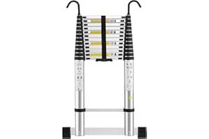 STANEW 5M aluminiowa drabina teleskopowa składana DIY zdejmowany podłokietnik i drążek równowagi, pojedyncza prosta wysuwana wielofunkcyjna drabina, maksymalne obciążenie 150 kg