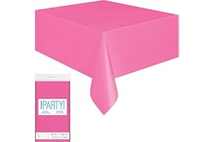 UNIQUE Solid Hot Pink Rectangular Plastic Table Cover (137cm x 274cm) 1 Count - Elegant & Durable Tablecloth for Parties, Events, and Home Use