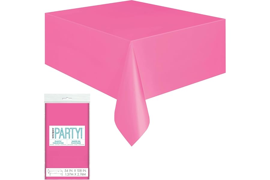 Solid Hot Pink Rectangular Plastic Table Cover (137cm x 274cm) 1 Count - Elegant & Durable Tablecloth for Parties, Events, and Home Use