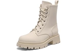 DREAM PAIRS Stivali Anfibi Donna Cerniera con Lacci Silhouette Comoda Chiusura Lampo Fodera Calda Suola Interna