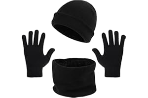 Lanjue Hat Scarf Gloves Set, Winter Thermal Knitted Beanie Hat Warmer Touchscreen Fleece Neck Warmer Neck for Men Women Outdoor