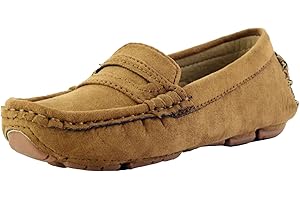 WUIWUIYU Kids' Boy's Girl's Slip-on Moccasin Suede Loafers Shoes
