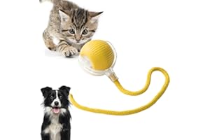 Loongroad Pelota de juguete eléctrica interactiva para gatos y perros con movimiento automático (amarillo)