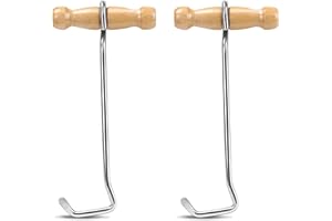NINEMAX Boot Hook Pull Wooden Handle 1 Pair Meatl Boot Hooks To Pull On Cowboy Tool for Easy On Boots