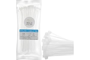 Wild Polar Premium Cable Ties - Clear/White - 100 Pack Nylon Plstic Tie Wraps Self Locking Small Zip Ties Clear Cable tie (White/Clear, 250mm x 3.6mm 100 Pack)
