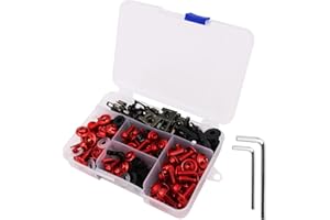 Tiardey Universal 177-teiliges Motorrad-Verkleidungsschrauben- und Muttern-Kit Karosserieschrauben, Motorradschrauben-Motorhauben-Set – Rot