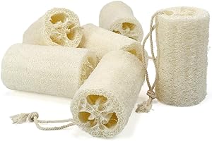 BSGP Lot de 6 éponges exfoliantes en luffa naturel pour le bain, le corps, la douche