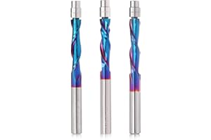 Trvoxviq 3PCS Spiral Flush Trim Router Bit Set,1/4 Inch Shank, with Nano Coated,for Wood Trimming,Set of 1pcs Up Down Compression Router Bit+ 1pcs Downcut Bits+1pcs Up Cut Bits