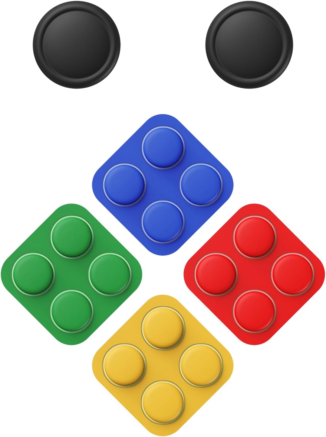 PlayVital Tapas Protectoras de Silicona para Nintendo Switch 2 (2025), 1 Par de Agarres para el Pulgar y 4 Tapas de Botones ABXY Direccionales para Joycon 2, Tapones para Joystick (Negro)