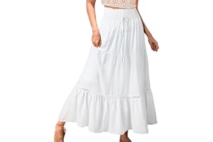 Genfien Gonna Donna Pieghettato Retro Maxi 2 in 1 Elegante Elastico Vita A-Linea Bohemien Sciolto Abiti da Spiaggia Vacanze Estate Casual